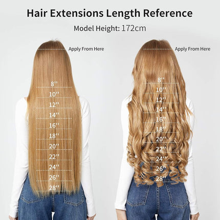 REECHO Extensiones de pelo largas y lisas de 24 pulgadas, 4 piezas, gruesas, con clip, color negro y marrón