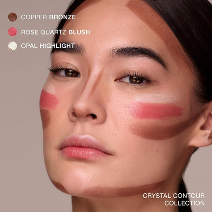 Trio Collection Ogee Face Crystal - Collection de Maquillage Contour - Palette Certifiée Bio - Inclut des Sticks de Bronzeur, Fard à Joues et Illuminateur