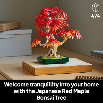 LEGO Botanicals Japanese Red Maple Bonsai Tree - Artificial Plant Building Set with Red & Orange Leaves, plus a Buildable Pot - DIY Home Decor Gift For Adults - 10348