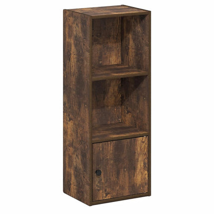 Furinno LUDER 3-Tier Open Shelf Bookcase with 1 Door Cabinet, Amber Pine
