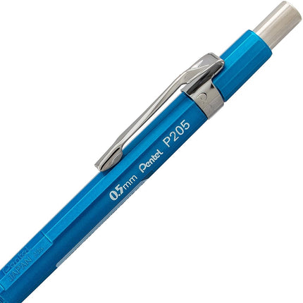 Portaminas Pentel Sharp (0.5mm), cuerpo azul metálico, caja de 12 lápices (P205MC)
