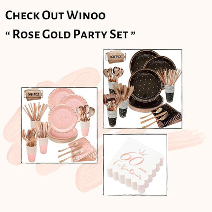 60 and Fabulous Cocktail Napkins Rose Gold - 60th Birthday Decorations for Women, Folded 5x5 Inches Disposable Party Napkins 3-Ply Paper Beverage Napkins, 60th Birthday Napkins, Wedding Anniversary