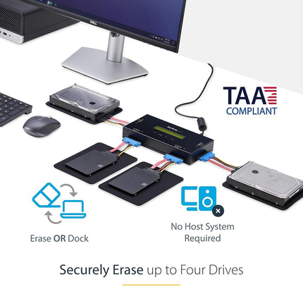 StarTech 4-Bay 2.5/3.5in SATA Hard Drive Eraser, 5Gbps, DoD (SATERASER4)