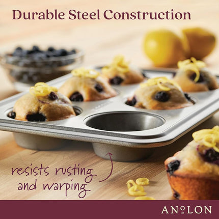 Anolon Advanced Bakeware, juego de 4 piezas de moldes antiadherentes para hornear en horno tostador - Gris