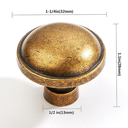 khtumeware 6 Pack Drawer Pulls 1-1/4 Inch Kitchen Cabinet Knobs Solid Round Vintage Drawer Knobs Antique Brass Dresser Knobs Drawer Knobs Aged Cabinet Hardware for Cupboard Drawer Pulls