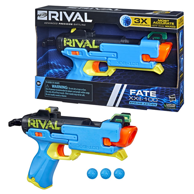 Nerf Rival Fate XXII-100 Blaster, Accurate System, Adjustable Sight, Breech Load, Includes 3 Rival Rounds