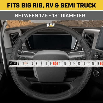 Cubierta del Volante DuraGrip Cat®, Tamaño Extragrande de 18 Pulgadas, Diseño de Agarre de Tracción Inspirado en la Banda de Rodadura, Cubierta de Volante Negra para RV, Semirremolque, Camión de Gran Tamaño