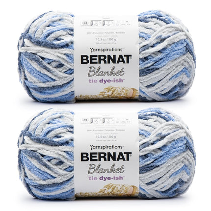 Bernat Blanket Tie Dye-Ish Blue Skies Yarn - 2 Pac