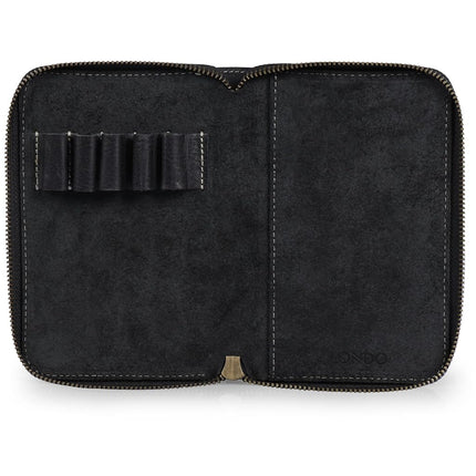 Londo Genuine Leather Padfolio with Pencil Holder Notepad and Zipper Closure - Black