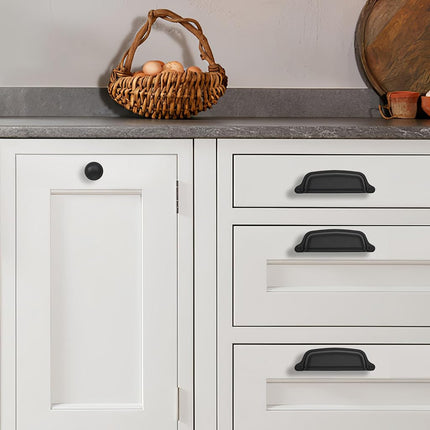 khtumeware 20 Pack Drawer Pulls - 1-1/4 Inch Matte Black Cabinet Knobs - Solid Round Dresser Drawer Knobs - Simple Cabinet Hardware
