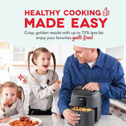 DASH Tasti-Crisp Digital Air Fryer with AirCrisp Technology, Custom Presets, Temperature Control, and Auto Shut Off Feature, 2.6 Quart - Cool Grey