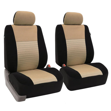 FH GROUP Car Seat Covers Front Set 3D Air Mesh -Seat Covers for Low Back Car Seats with Removable Headrest, Universal Fit, Automotive Seat Cover, Airbag Compatible Car Seat Cover for SUV, Sedan Beige