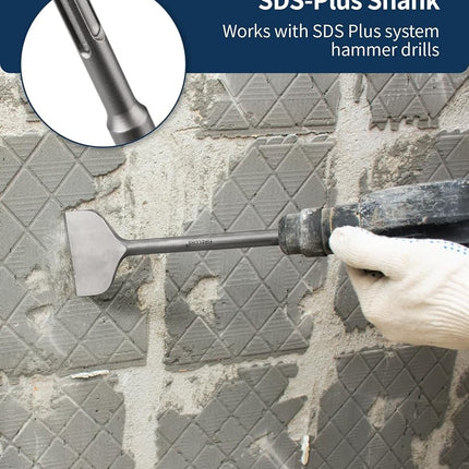 Firecore 2Pcs SDS Plus Chisel 3-inch Wide Cranked Angled Bent Tile Removal Chisel Tool (3''X10'') FS18310, (‎FS18310)