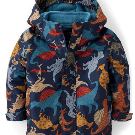 The Children's Place boys And Toddler Heavy 3 in 1 Winter Jacket, Wind Water-resistant Shell, Fleece Inner, Blue Construction Trucks, 3T