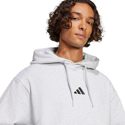 adidas Men's Essentials Feelcozy Fleece Hoodie, Light Grey Heather/Black, M Tall