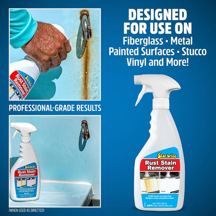 STAR BRITE Rust & Corrosion Stain Remover - Fast-Acting Spray for Fiberglass, Vinyl, Fabric, Metal & Painted Surfaces - Also Removes Sprinkler Stains 22 OZ (089222P)