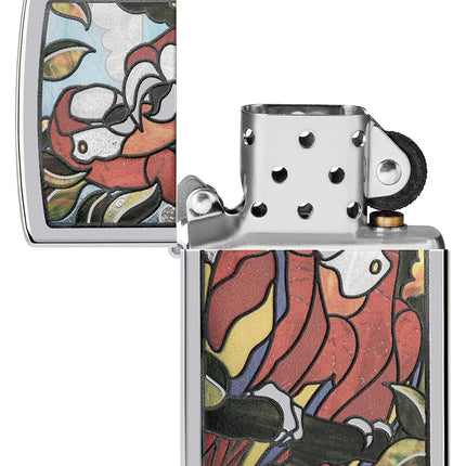 Zippo Parrot Pals Design High Polish Chrome Pocket Lighter
