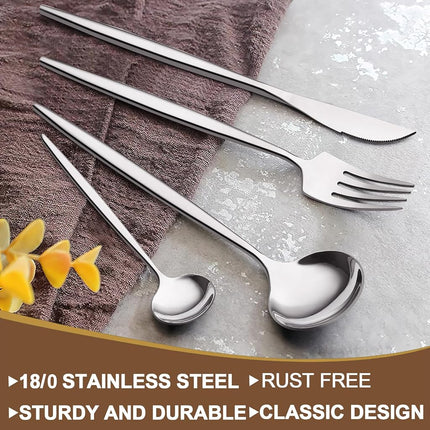Wildone Silverware Set 30 Piece, Stainless Steel Flatware Set Service for 6, Cutlery Utensil Sets for Home Restaurant, Include Knife Fork Spoon Set, Dishwasher Safe