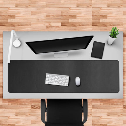 Cacoy 140x40cm PU Leather Desk Protector Mat, Computer Desk Pad, Large Gaming Mouse Pad, Waterproof Desk Blotter for Office and Home (Black)