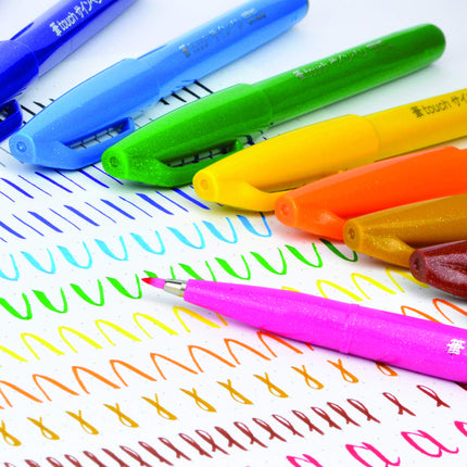 Pentel Arts Sign Pens with Brush Tip, Multi-Colour, 12 Count (Pack of 1)