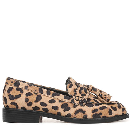Franco Sarto Women's Carolyn Low Loafer, Tan Leopard Print Suede, 5