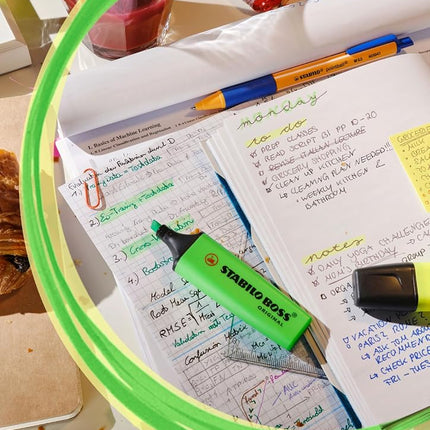 Stabilo Boss Highlighter, Deskset (15 Pieces) - 9 fluorescent colours, 6 pastel colours