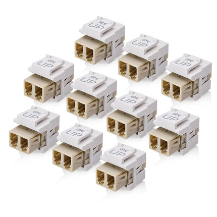 Cable Matters 10-Pack LC UPC Duplex Fiber Optic Keystone Coupler Jack, OM1/OM2/OM3/OM4 Multimode, OS2 Single Mode Support