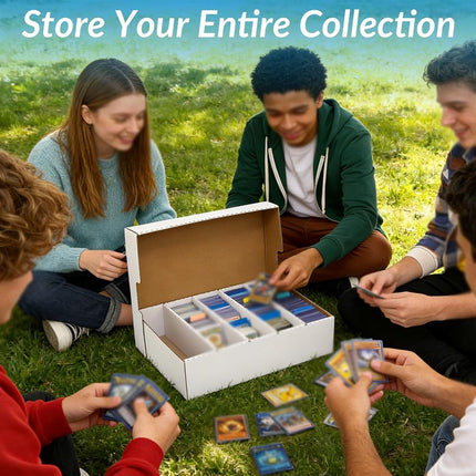 Trading Card Box for 3950 Cards, 5 Rows Cardboard Box for TCG, Pack of 4