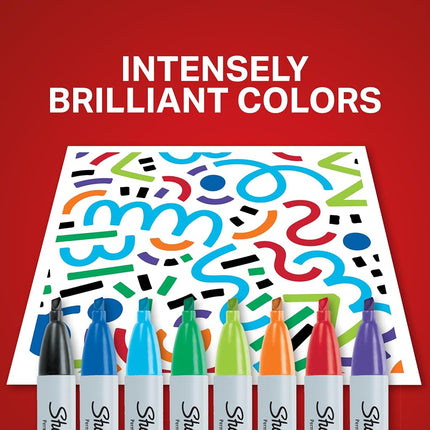 Sharpie Permanent Markers | Chisel Tip | Assorted Colours | 8 Count
