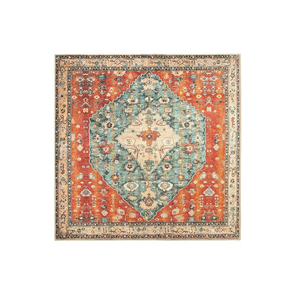 Lahome Boho Tribal Square 4x4 Area Rug, Washable Kitchen Rugs Soft Living Room Rugs with Rubber Backing, Oriental Non Slip Non-Shedding Indoor Throw Floor Carpets for Bedroom Nursery Office