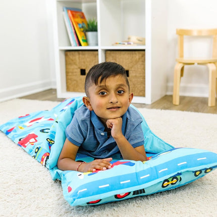 Wildkin Microfiber Nap Mat with Pillow for Toddler Boys and Girls,Ideal for Daycare and Preschool,Measures 50 x 1.5 x 20 Inches,Mom's Choice Award Winner,BPA-Free,Olive Kids(Trains, Planes and Trucks)