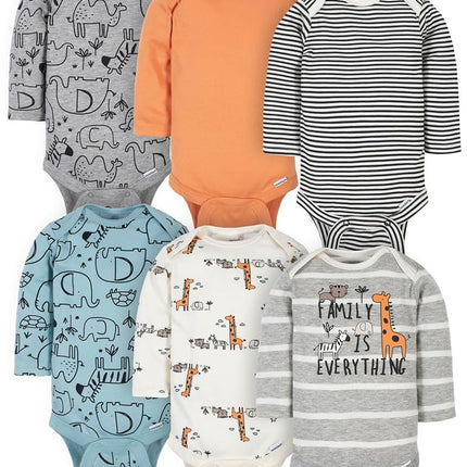 Gerber 6 Pack Baby Boys' Jungle Long Sleeve Onesie