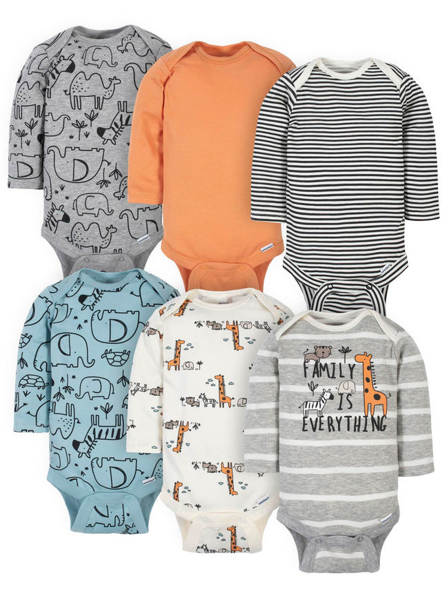 Gerber 6 Pack Baby Boys' Tiger Long Sleeve Onesies