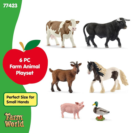 SCHLEICH Farm World 77423 Farm Horse, Cow, Bull, Goat, Duck and Pig - 6-Piece Animal Play Set, Realistic, Robust Animal Figures, Farm Toy for Children from 3 Years