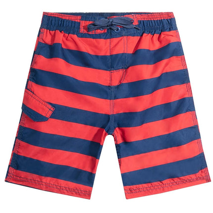 Kanu Surf Maillot de bain rayé Troy pour tout-petits garçons, Bleu marine/Rouge, 4T