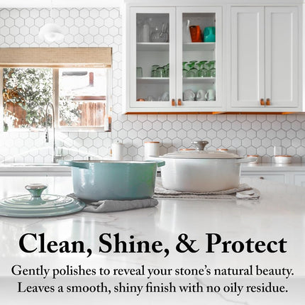 Goddard’s Marble & Granite Polish – Granite Cleaner and Polish w/Carnauba Wax for Minor Scratches & Stains on Kitchen Island & Other Stone Surfaces – Granite & Marble Sealer and Protectant (8 oz)
