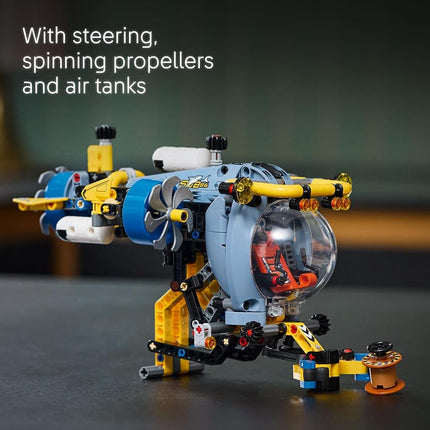 LEGO Technic Deep-Sea Research Submarine Toy - Vehicle Set with Spinning propellers, Air tanks and a cockpit for Imaginative Play - Birthday Gift for 9+ Year Old Boys & Girls 42201