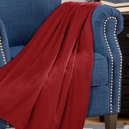 Superior 100% Cotton Thermal Blanket, Soft and Breathable Cotton for All Seasons, Bed Blanket and Oversized Throw Blanket with Luxurious Diamond Weave - King Size, Burgundy