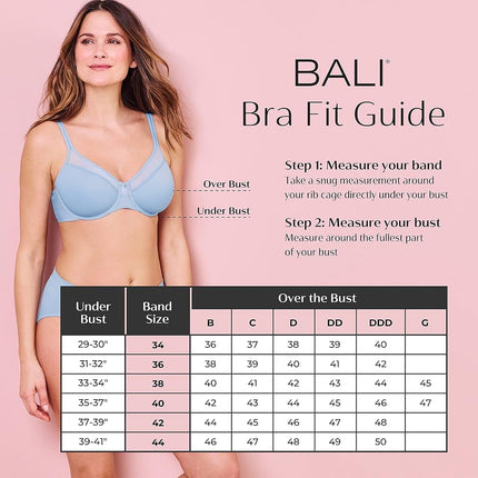 Bali Women's One Smooth U Lace Minimizer, Sujetador Convertible de Cobertura Total con Aros, Negro, 42DD