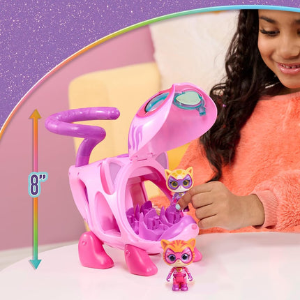 Just Play Disney Junior SuperKitties Su-Purr Wild Kitty Copter with Lights and Sounds, 3 Pieces, Poseable Figures, Toy for Fans, Girls, Kids, Ages 3 and Up