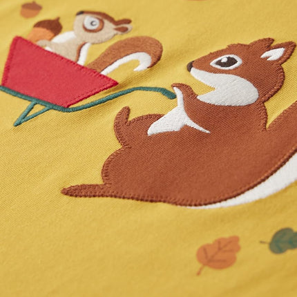 Gymboree Boys and Toddler Embroidered Graphic Long Sleeve Layered T-Shirts, Squirrel, 7
