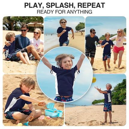 Kanu Surf Big Boys' CB UV Rashguard Swim Tee, Navy, Small (8)