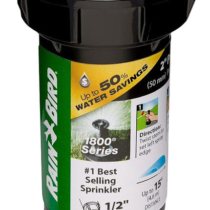 Rain Bird 1802APPRS Pressure Regulating (PRS) Professional Pop-Up Sprinkler, Adjustable 0-360° Pattern, 8' - 15' Spray Distance, 2" Pop-up Height