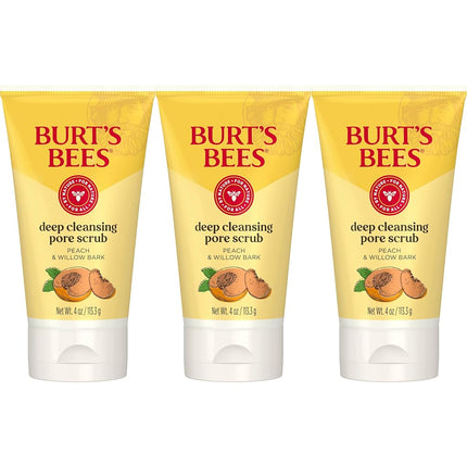Burt's Bees - Deep Pore Scrub - Peach & Willowbark 120ml (Pack of 3)