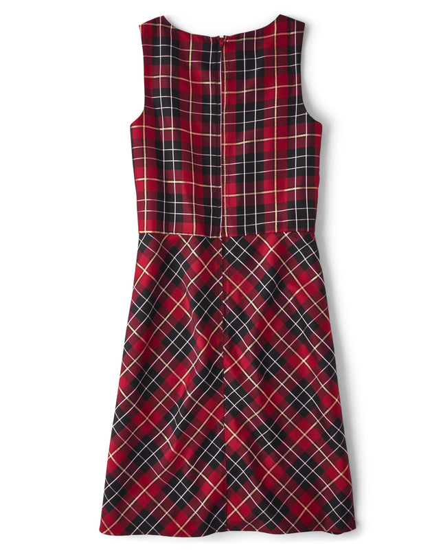 Robe de vacances à manches courtes The Children's Place pour femme, écossais rouge, 28