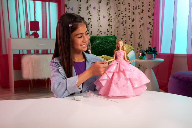 Poupée de mode et accessoires Glinda Deluxe Mattel Universal Wicked incluant couronne et sceptre, look inspiré du film avec articulations