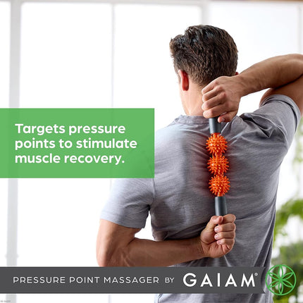 Gaiam Restore Pressure Point Muscle Roller Massage Stick (Colors May Vary)