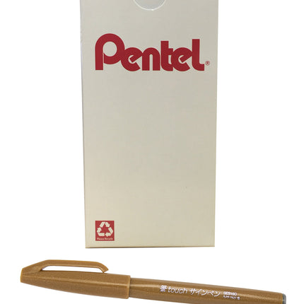 Pentel Arts Sign Pen Touch, Fude Brush Tip, Ochre 
