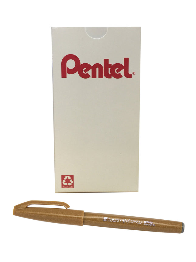 Pentel Arts Sign Pen Touch, Fude Brush Tip, Ochre 