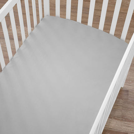 American Baby Company Juego de 3 sábanas ajustables de punto de algodón 100% para cuna estándar y colchones de niño pequeño, gris, para niños y niñas